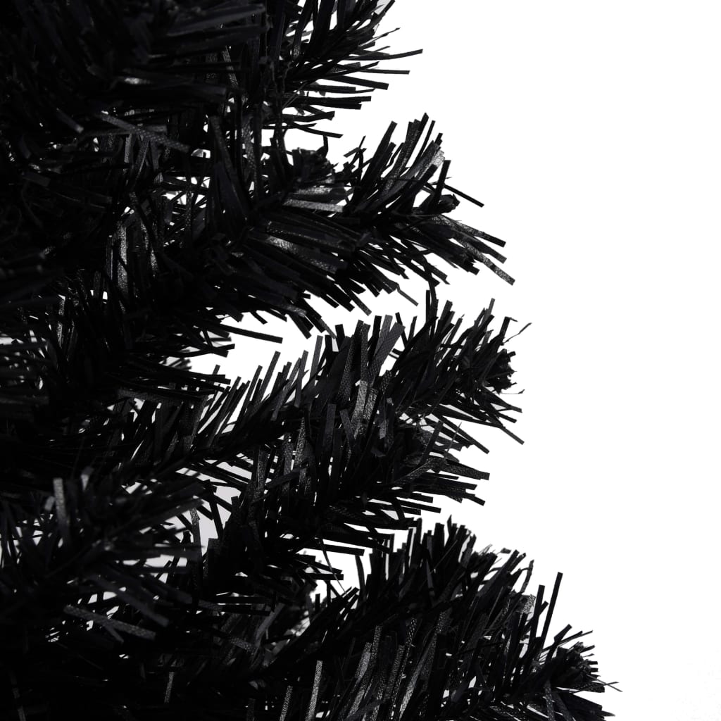 vidaXL Χριστ. Δέντρο Τεχνητό Προφωτισμένο Μισό Με Βάση Μαύρο 210εκ PVC