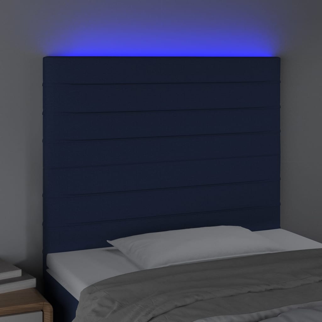vidaXL Κεφαλάρι Κρεβατιού LED Μπλε 80x5x118/128εκ. Υφασμάτινο