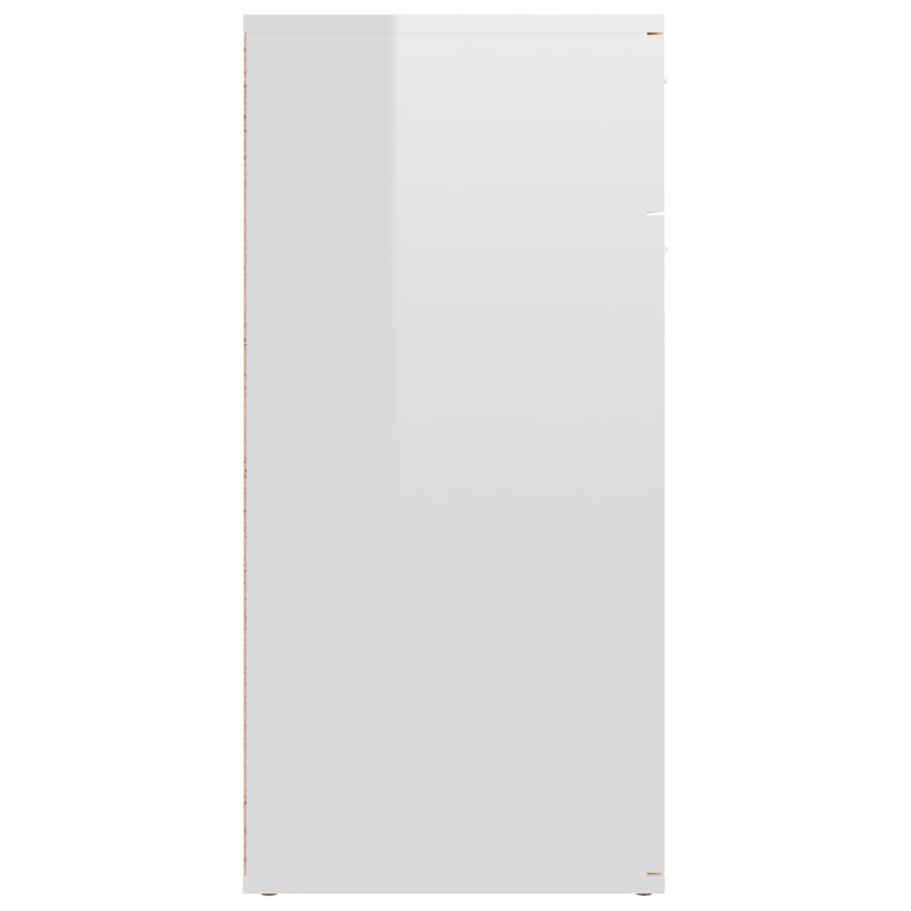 vidaXL Ντουλάπι με Συρτάρι Γυαλιστερό Λευκό 80x36x75 εκ. Μοριοσανίδα