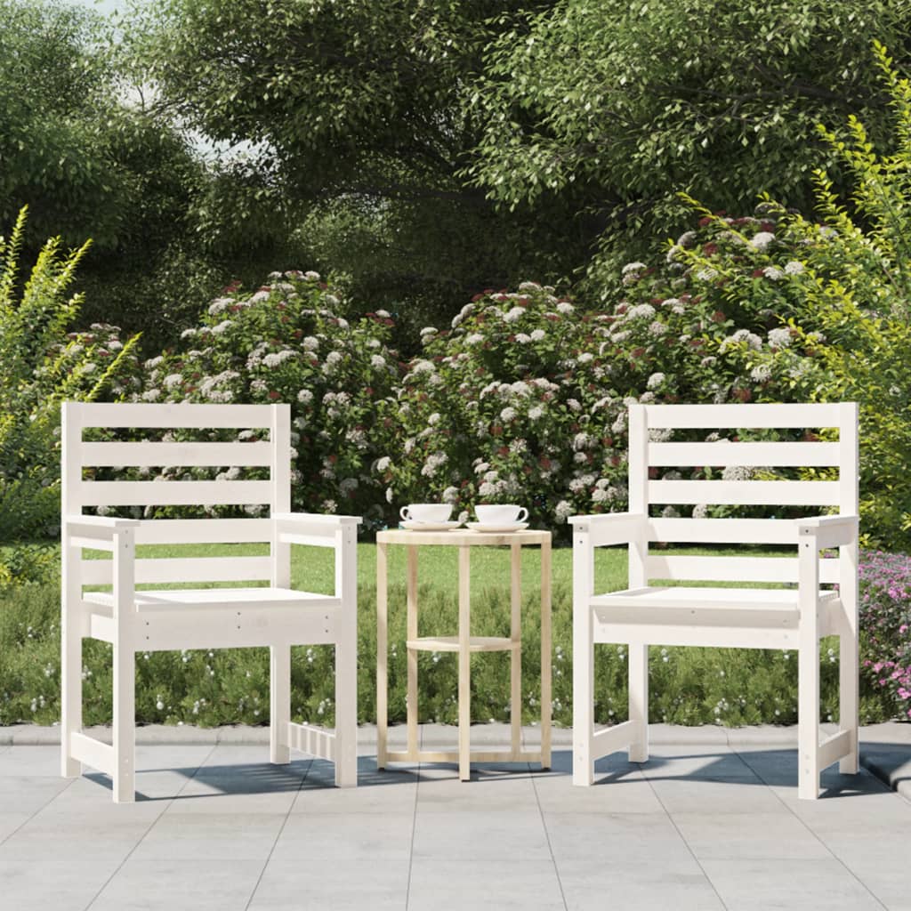 vidaXL Καρέκλες Κήπου 2 τεμ. Λευκές 60x48x91 εκ. Μασίφ Ξύλο Πεύκου