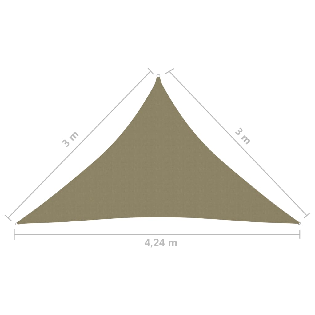 vidaXL Πανί Σκίασης Τρίγωνο Μπεζ 3 x 3 x 4,24 μ. από Ύφασμα Oxford