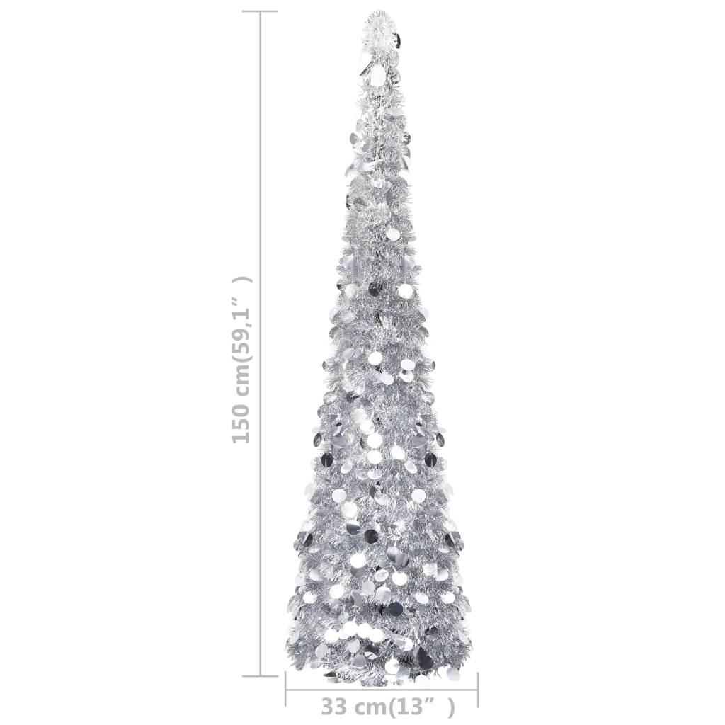 vidaXL Χριστουγεννιάτικο Δέντρο Τεχνητό Pop-Up Ασημί 150 εκ. από PET
