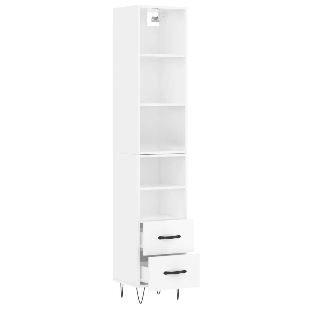 vidaXL Ντουλάπι Γυαλ. Λευκό 34,5 x 34 x 180 εκ. από Επεξεργασμένο Ξύλο