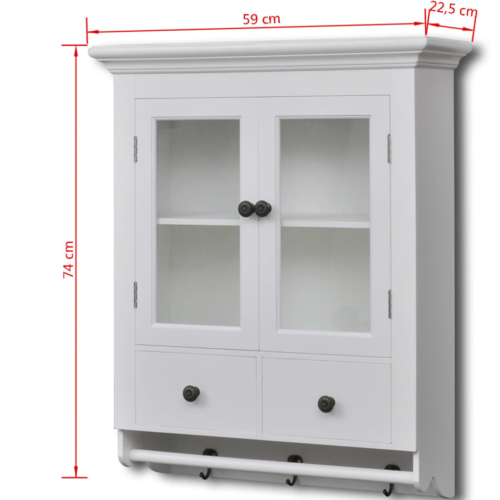 vidaXL Ντουλάπι Κουζίνας Επιτοίχιο Λευκό Ξύλινο με Γυάλινη Πόρτα