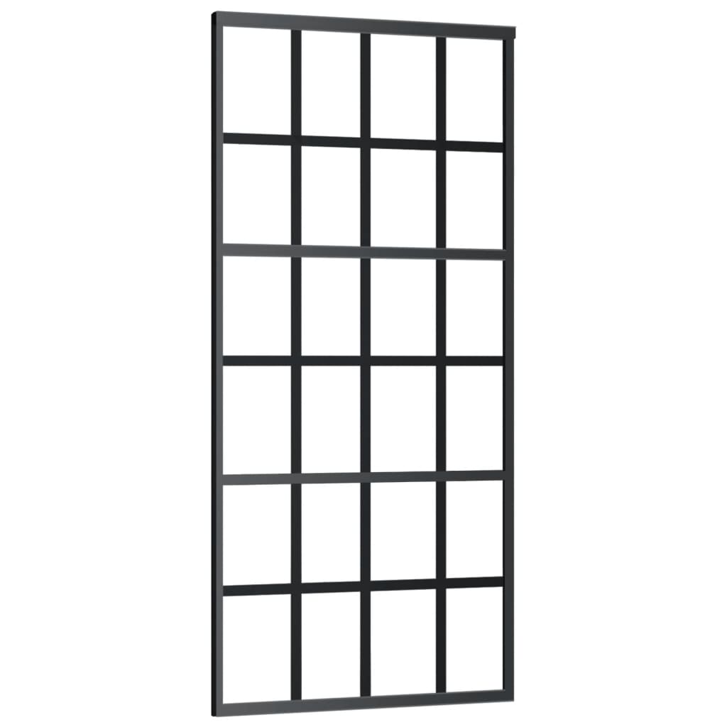 vidaXL Πόρτα Συρόμενη Μαύρη 90 x 205 εκ. από Γυαλί ESG / Αλουμίνιο
