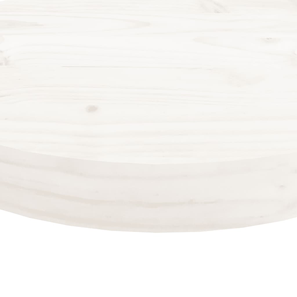 vidaXL Επιφάνεια Τραπεζιού Στρογγυλή Λευκή Ø30x3 εκ. Μασίφ Ξύλο Πεύκου