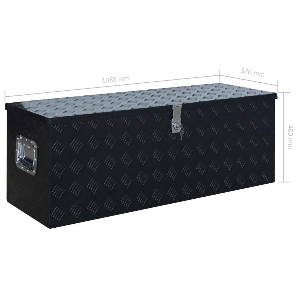 vidaXL Κουτί Αποθήκευσης Μαύρο 1085 x 370 x 400 χιλ. Αλουμινίου