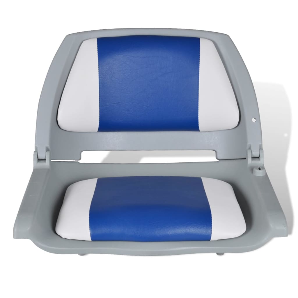 Αναδιπλούμενο Κάθισμα Βάρκας με Μαξιλάρι Μπλε-Λευκό 41 x 51 x 48 cm