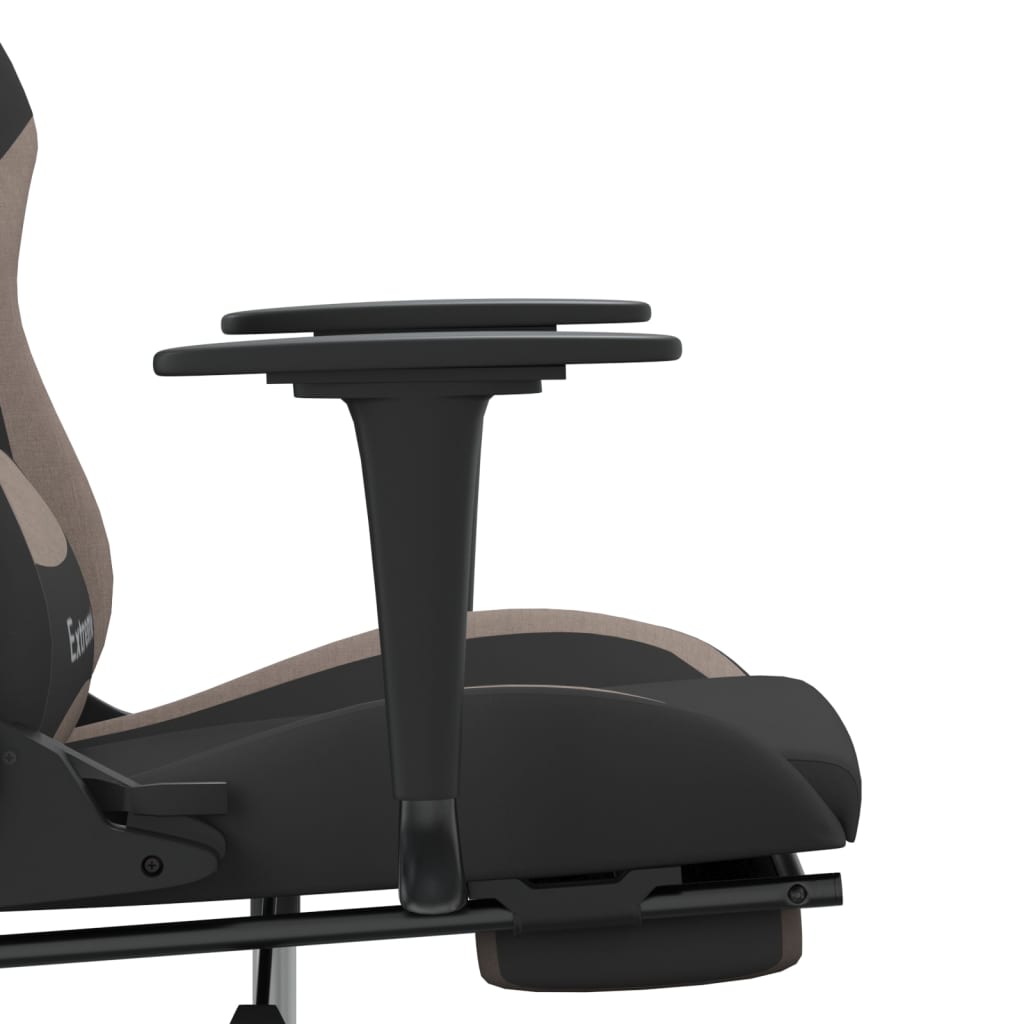 vidaXL Καρέκλα Μασάζ Gaming Μαύρη & Taupe Υφασμάτινη με Υποπόδιο