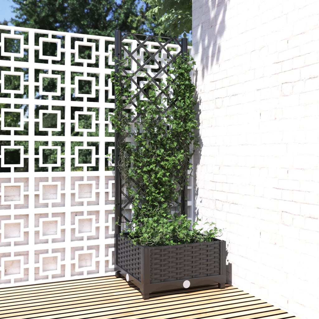 vidaXL Ζαρντινιέρα Κήπου με Καφασωτό Μαύρο 40 x 40 x 121,5 εκ. από PP