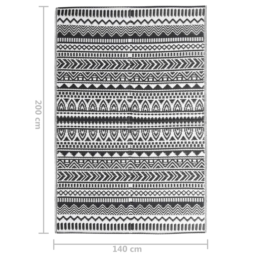 vidaXL Χαλί Εξωτερικού Χώρου Μαύρο 140 x 200 εκ. από Πολυπροπυλένιο