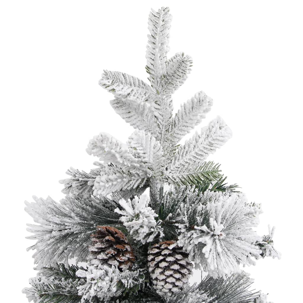 vidaXL Χριστουγεννιάτικο Δέντρο 225 εκ. με Χιόνι & Κουκουνάρια PVC&PE
