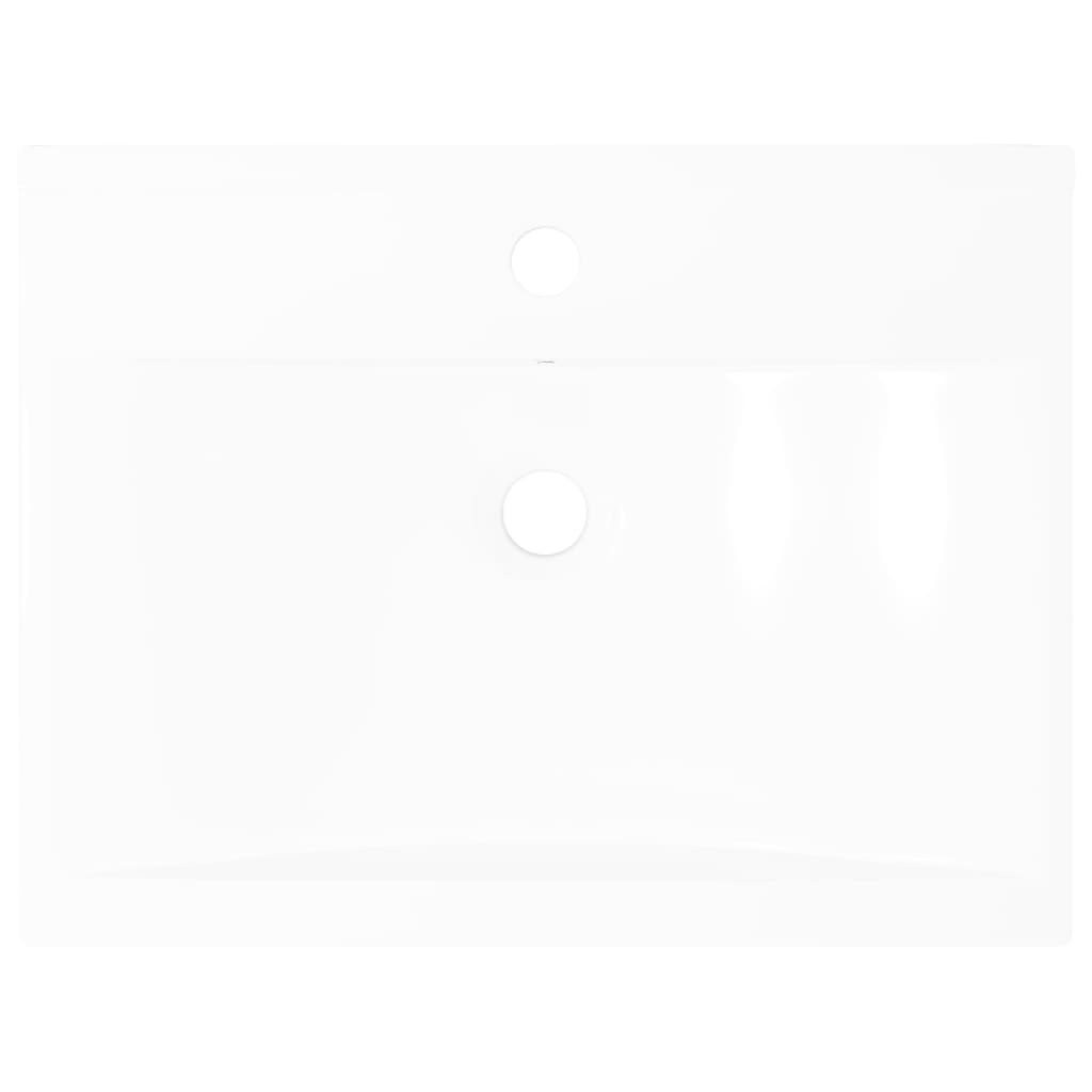 Νιπτήρας Πολυτελής Ορθογώνιος με Οπή Βρύσης Λευκός 60x46 εκ. Κεραμικός