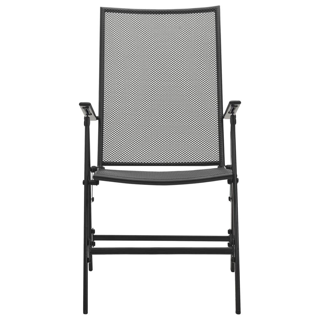 vidaXL Καρέκλες Πτυσσόμενες με Πλέγμα 4 τεμ. Ανθρακί Ατσάλινες