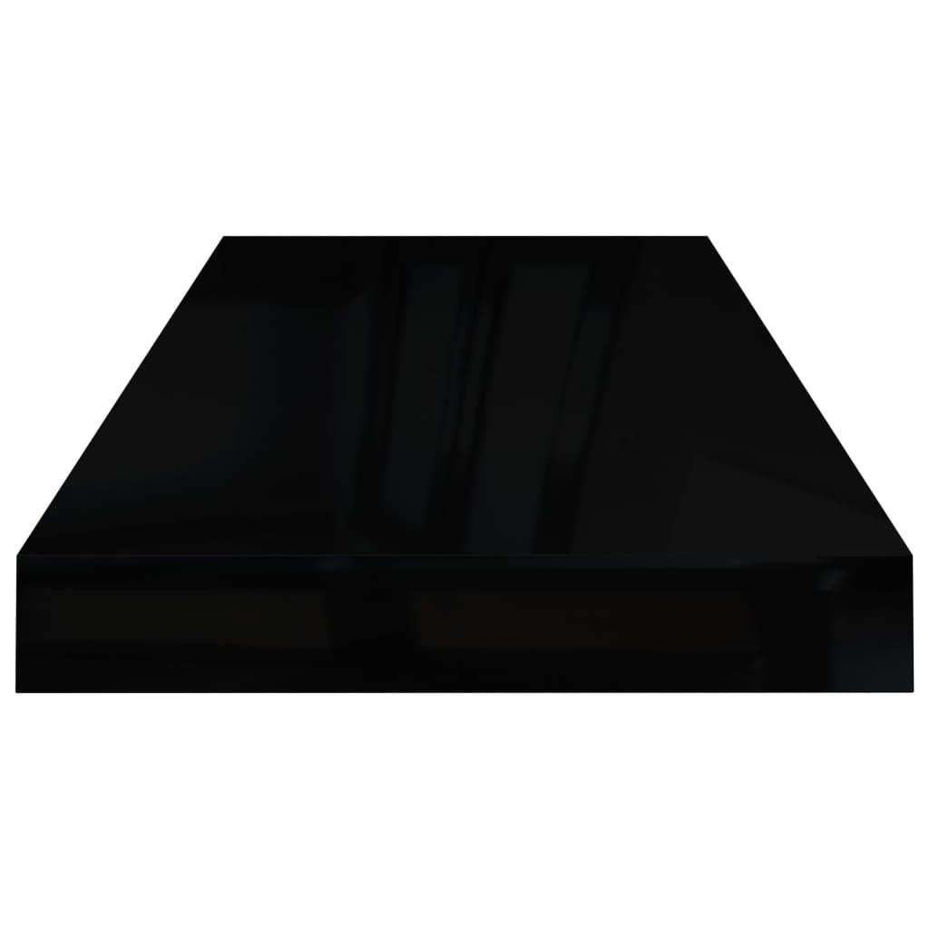 vidaXL Ράφια Τοίχου Γυαλιστερά Μαύρα 2 Τεμάχια 60x23,5x3,8 εκ. MDF