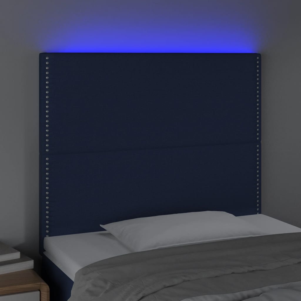 vidaXL Κεφαλάρι Κρεβατιού LED Μπλε 100x5x118/128 εκ. Υφασμάτινο