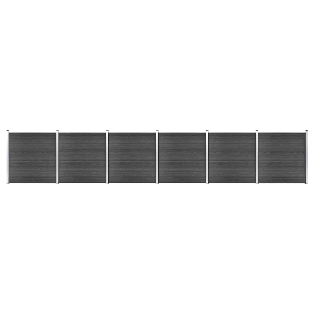vidaXL Σετ Πάνελ Περίφραξης Μαύρο 1045 x 186 εκ. από WPC