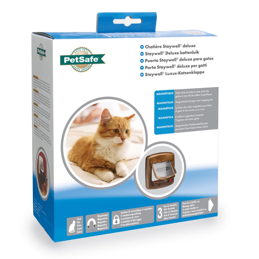 PetSafe Πορτάκι Γάτας Deluxe 420 Μαγνητικό 4 Κατευθύνσεων Καφέ