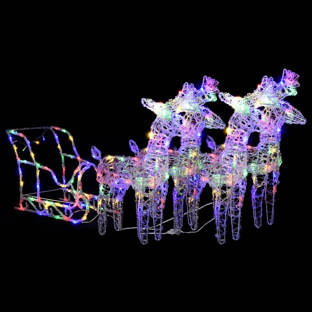 vidaXL Τάρανδοι Χριστουγεννιάτικοι με Έλκηθρο 240 LED Ακρυλικό