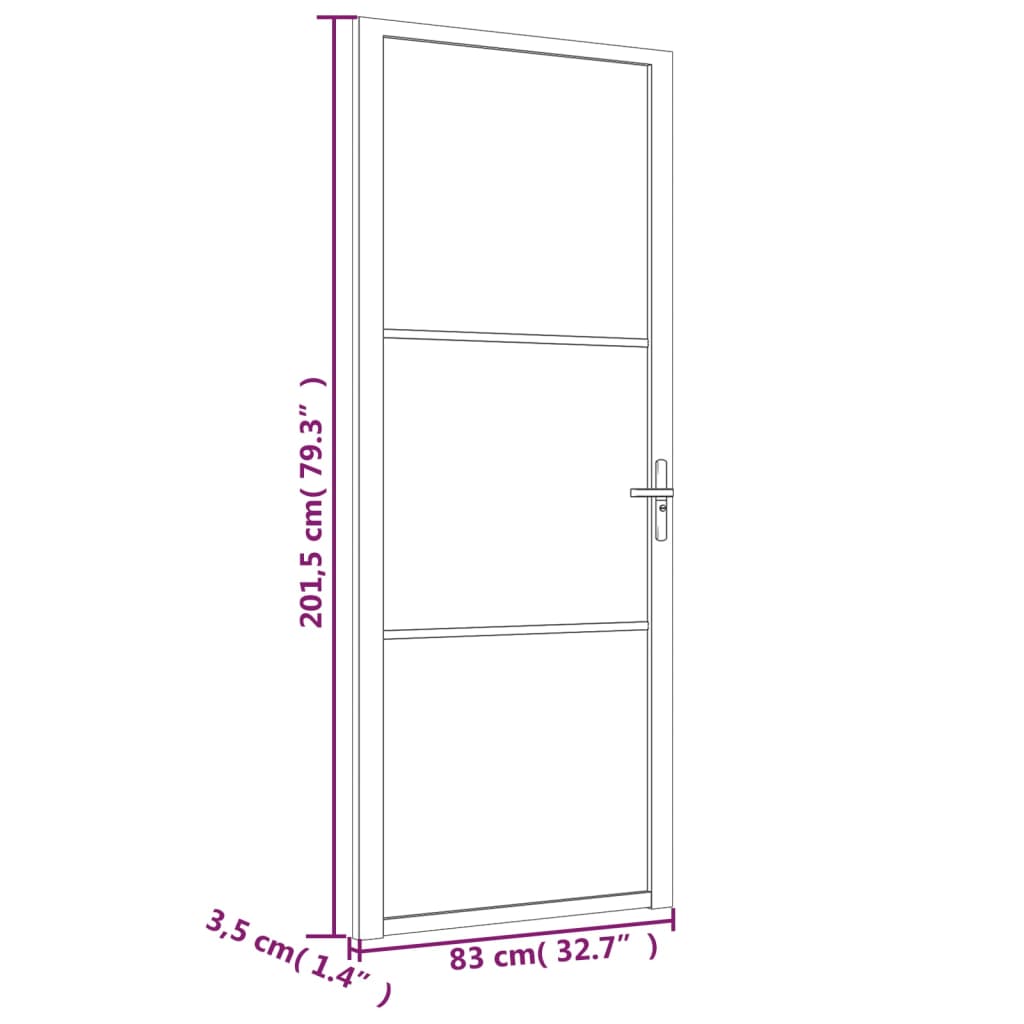 vidaXL Εσωτερική Πόρτα 83x201,5 εκ. Λευκό Ματ Γυαλί και Αλουμίνιο
