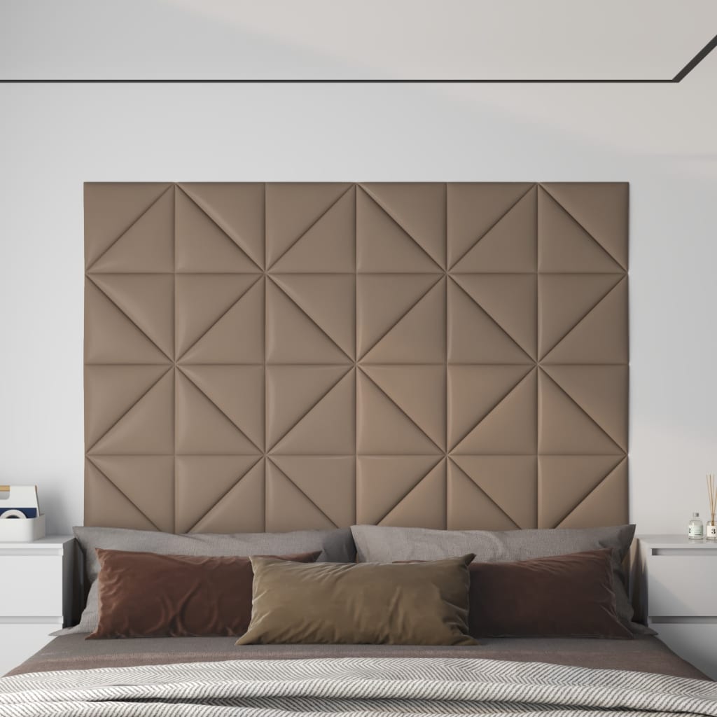 vidaXL Πάνελ Τοίχου 12 τεμ. Καπουτσίνο 30 x 30 εκ. 1,08 μ² Συνθ. Δέρμα