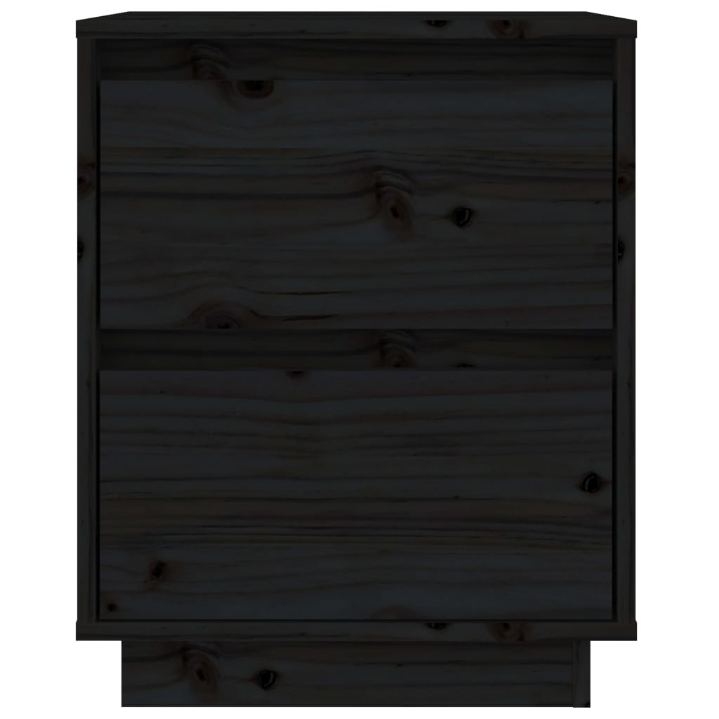 vidaXL Κομοδίνο Μαύρο 40 x 35 x 50 εκ. από Μασίφ Ξύλο Πεύκου