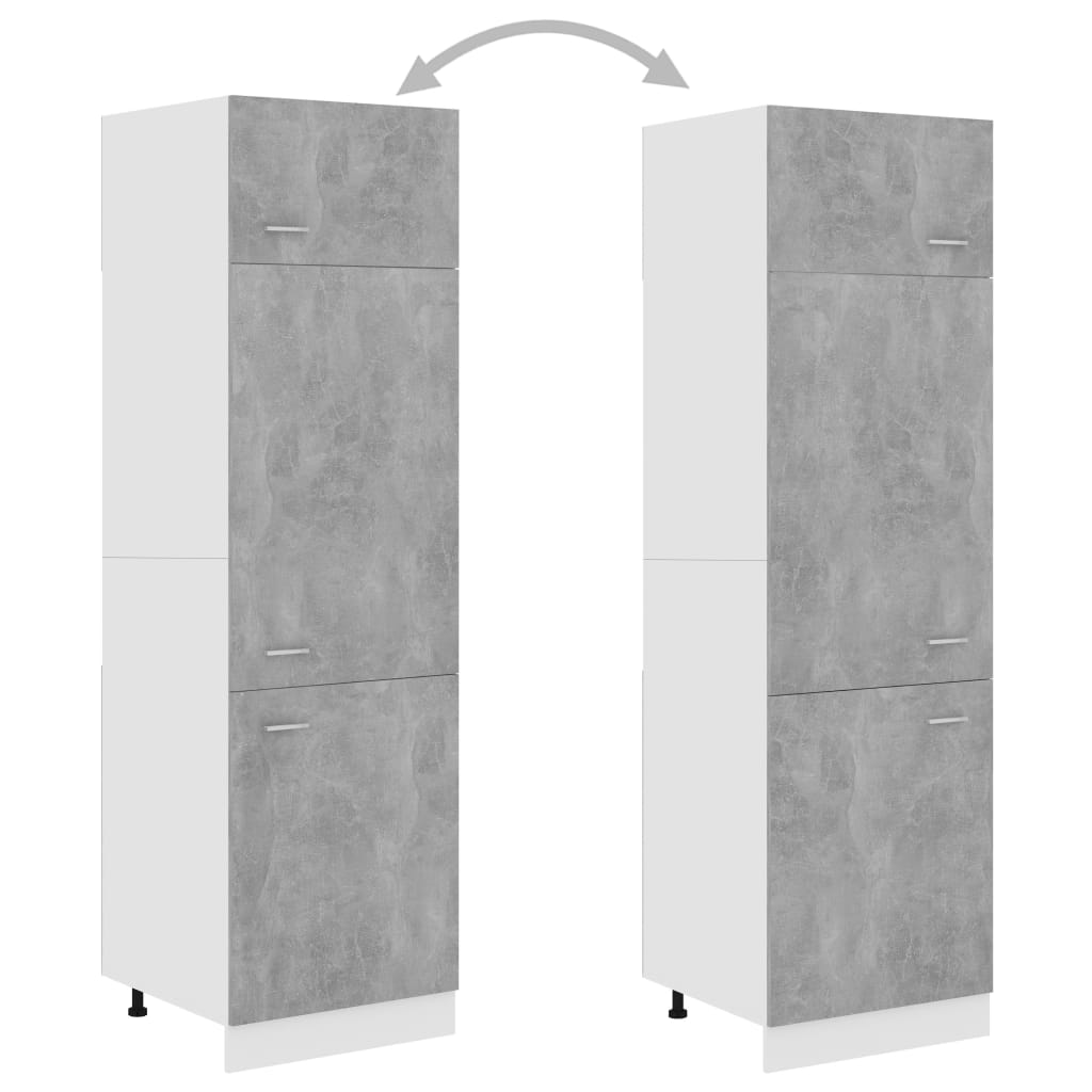 vidaXL Ντουλάπι Ψυγείου Γκρι Σκυροδέματος 60x57x207 εκ. Επεξ. Ξύλο