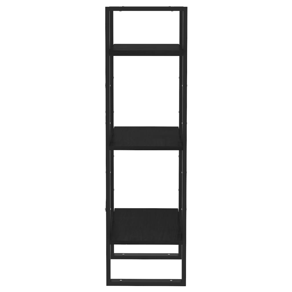 vidaXL Βιβλιοθήκη με 3 Ράφια Μαύρη 40x30x105 εκ. από Μασίφ Ξύλο Πεύκου