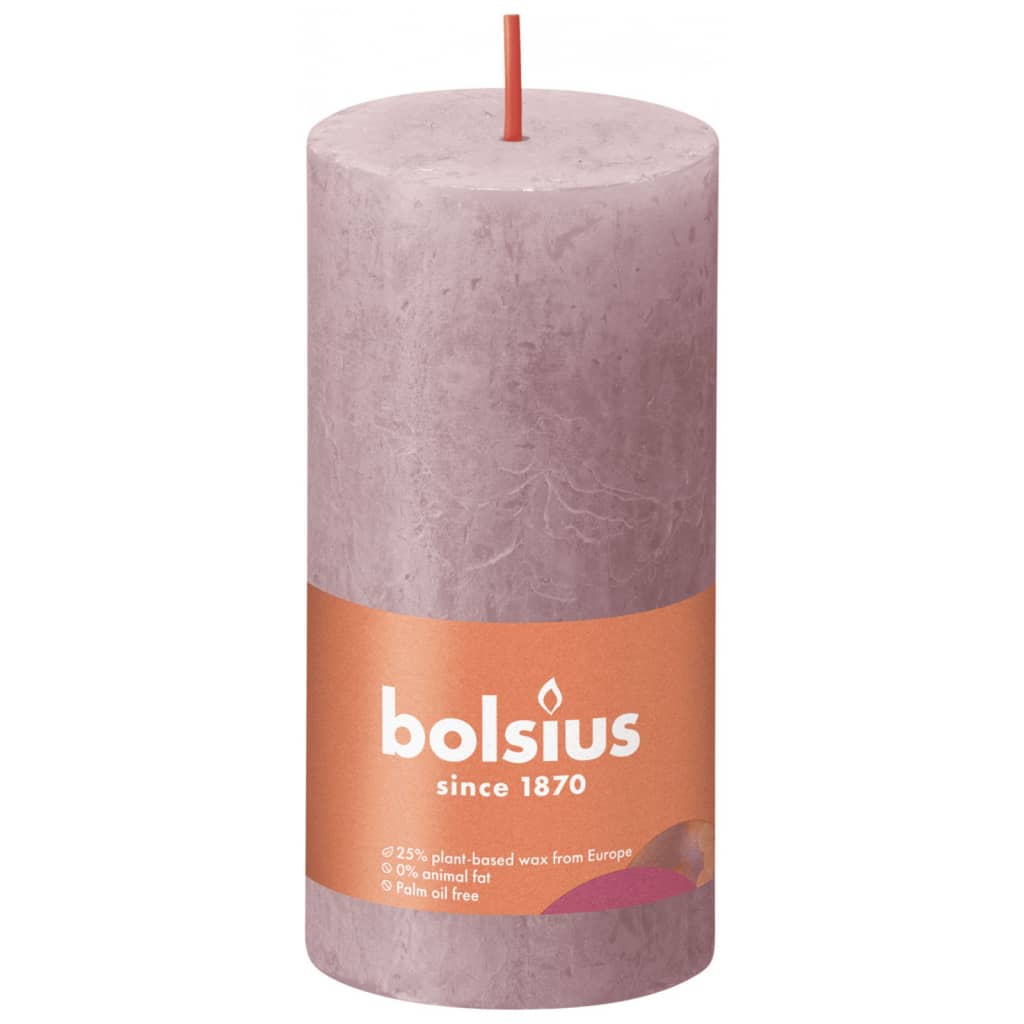 Bolsius Κεριά Κύλινδρος Ρουστίκ Shine 8 τεμ. Σταχτί Ροζ 100 x 50 χιλ.