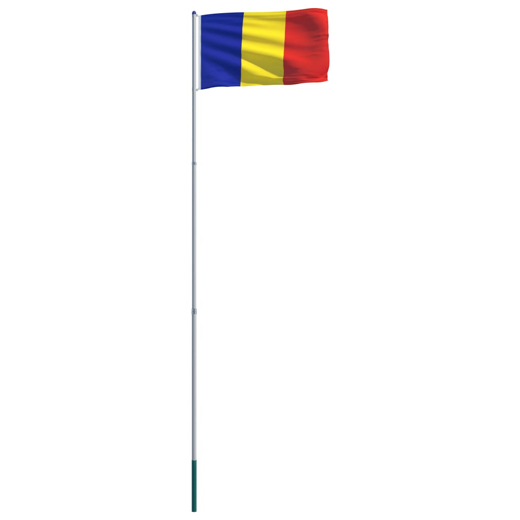 vidaXL Σημαία Ρουμανίας 6 μ. με Ιστό Αλουμινίου