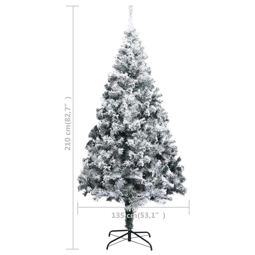 vidaXL Χριστουγεννιάτικο Δέντρο Τεχνητό με Χιόνι Πράσινο 210 εκ. PVC