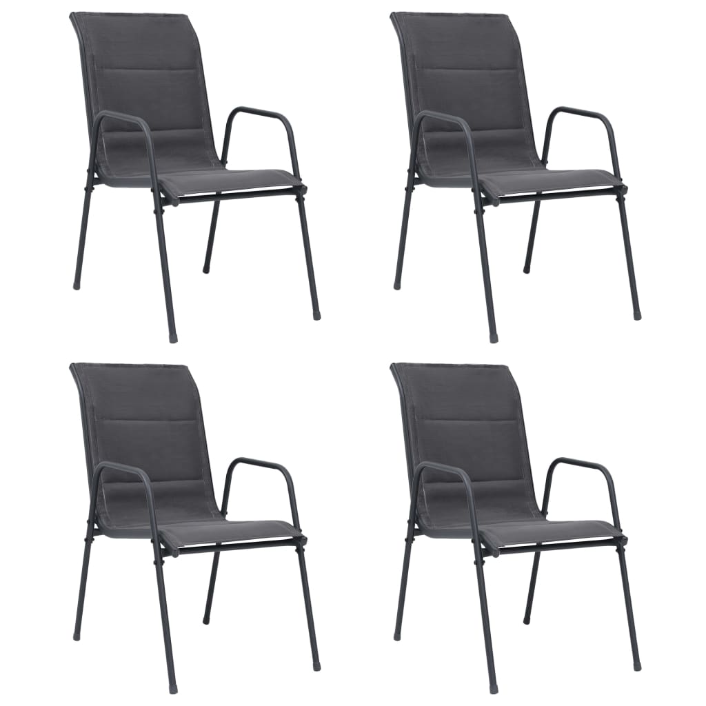 vidaXL Καρέκλες Κήπου Στοιβαζόμενες 4 τεμ. Ανθρακί Ατσάλι / Textilene