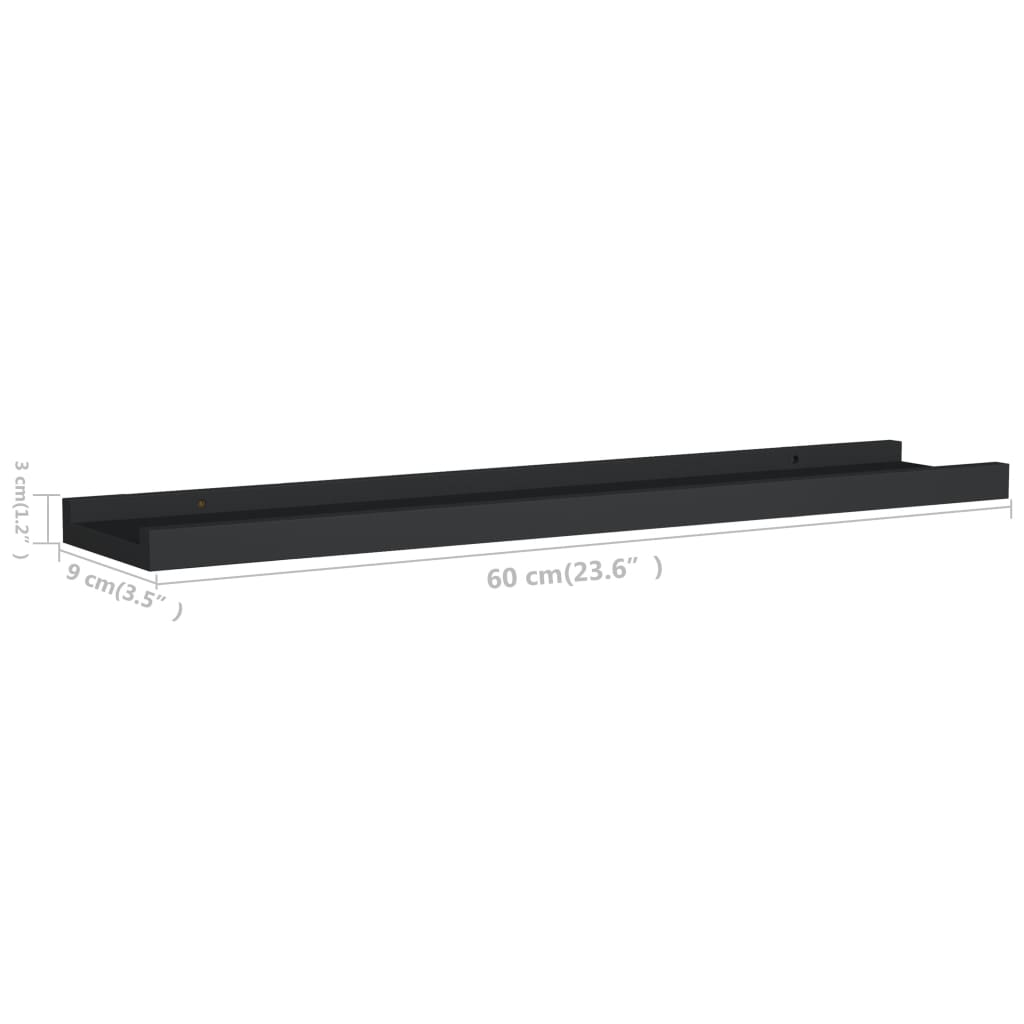 vidaXL Ράφια για Κορνίζες 2 τεμ. Μαύρα 60 x 9 x 3 εκ. από MDF