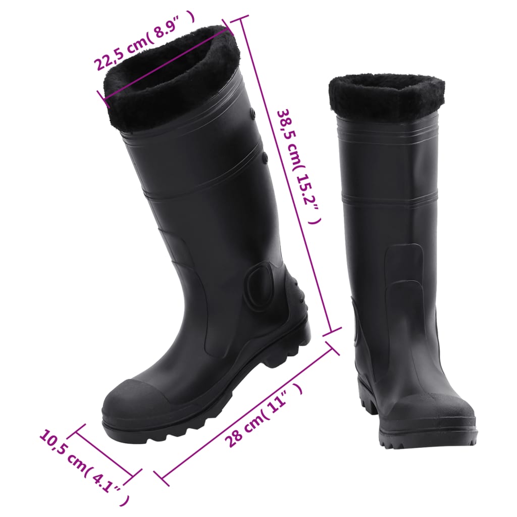 vidaXL Γαλότσες με Αφαιρούμενες Κάλτσες Μαύρες Μέγεθος 41 από PVC
