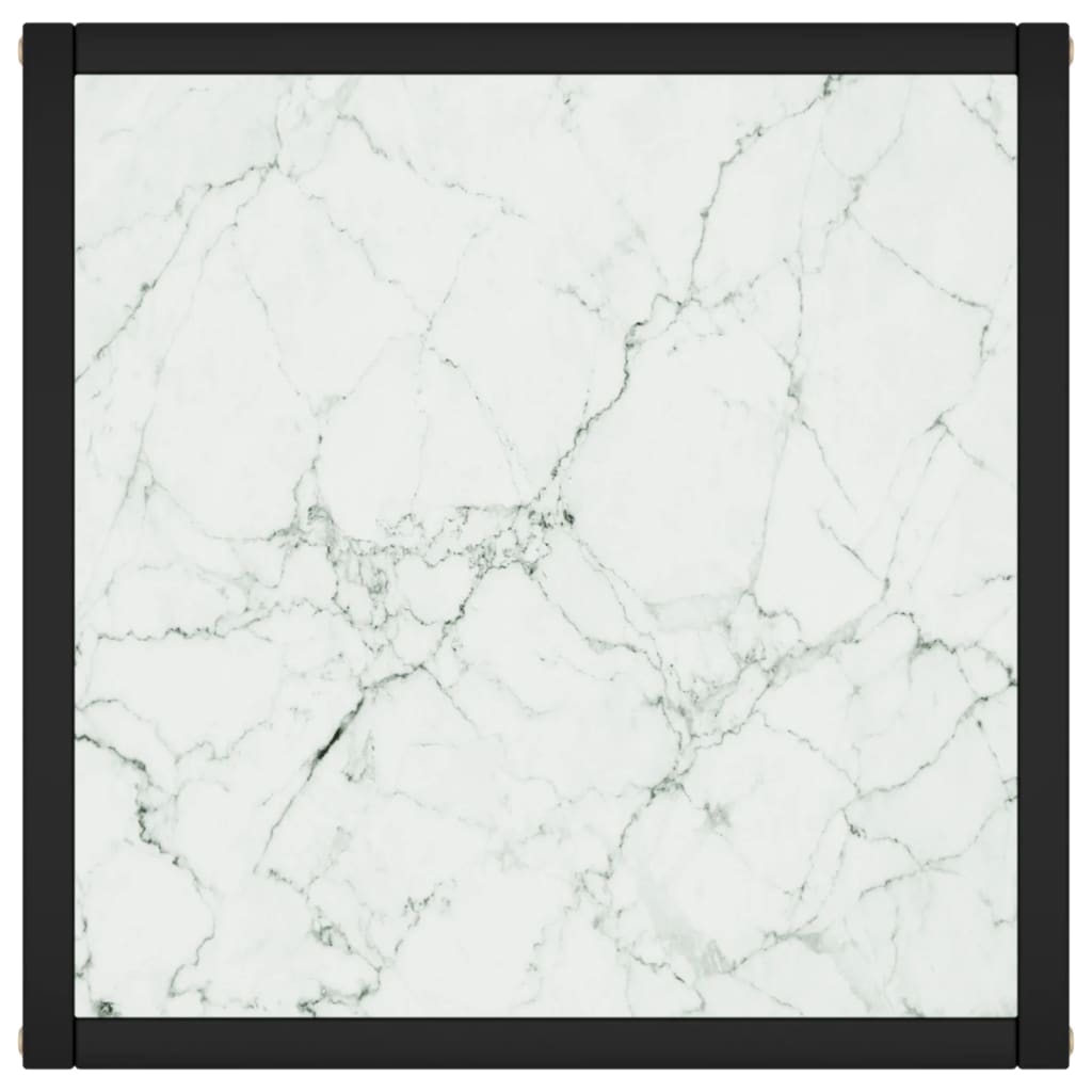 vidaXL Τραπεζάκι Σαλονιού Μαύρο 40x40x50 εκ. Λευκό Γυαλί Όψη Μαρμάρου