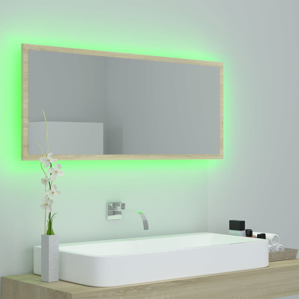 vidaXL Καθρέφτης Μπάνιου με LED Sonoma Δρυς 100x8,5x37 εκ. Ακρυλικός
