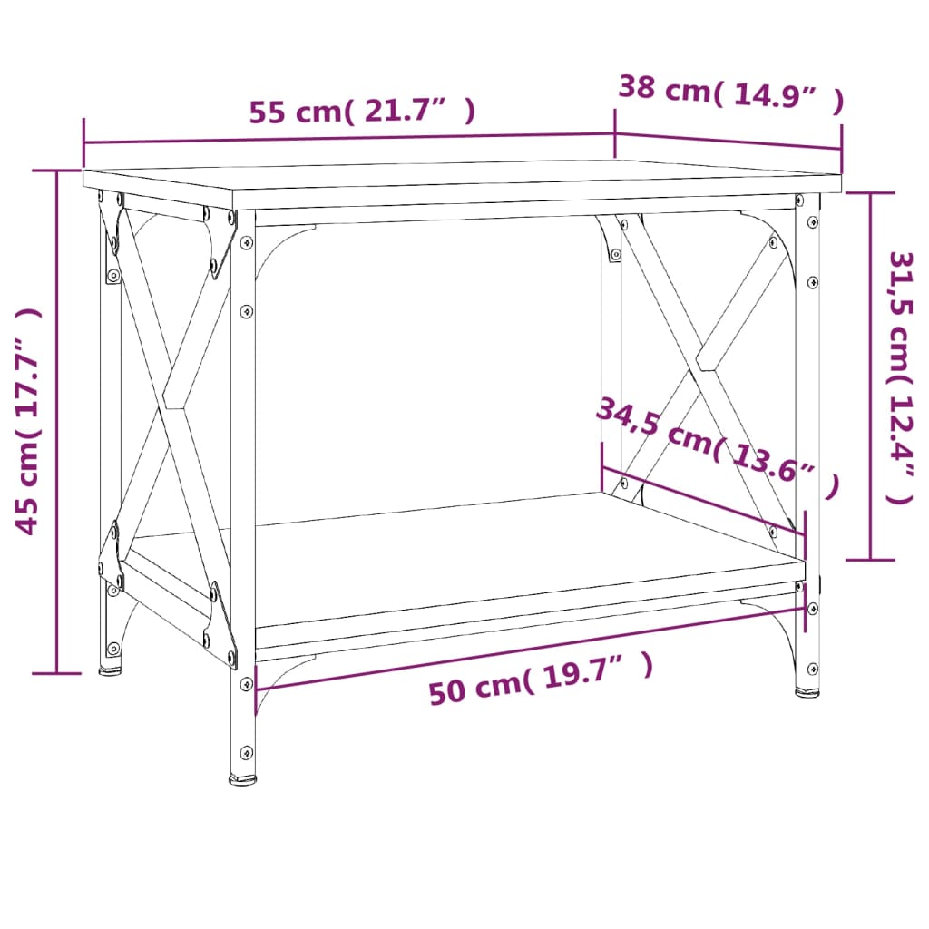 vidaXL Βοηθητικό Τραπέζι Καφέ Δρυς 55x38x45 εκ. Επεξεργασμένο Ξύλο