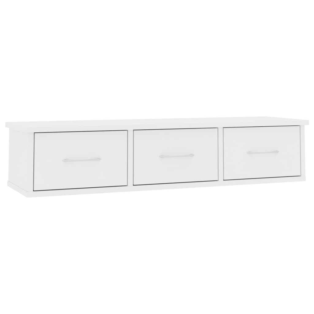 vidaXL Ράφι Τοίχου με Συρτάρια Λευκό 88 x 26 x 18,5 εκ. Μοριοσανίδα