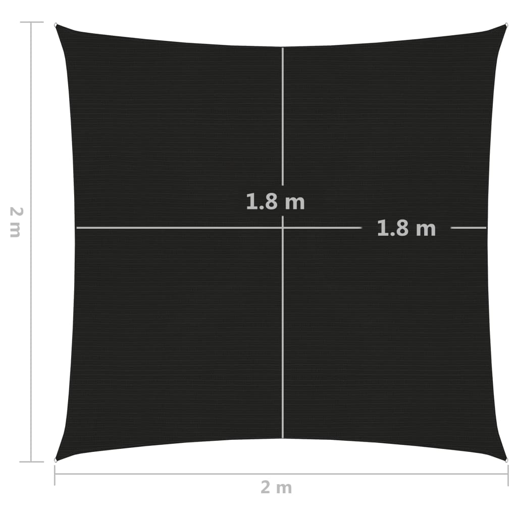 vidaXL Πανί Σκίασης Μαύρο 2 x 2 μ. από HDPE 160 γρ./μ²