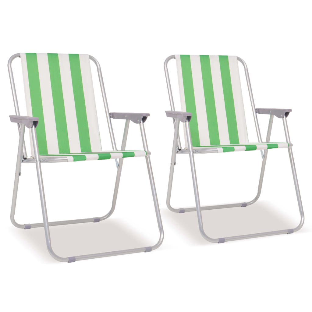 vidaXL Καρέκλες Camping Πτυσσόμενες 2 τεμ. Πράσινο/Λευκό 52x62x75 εκ.