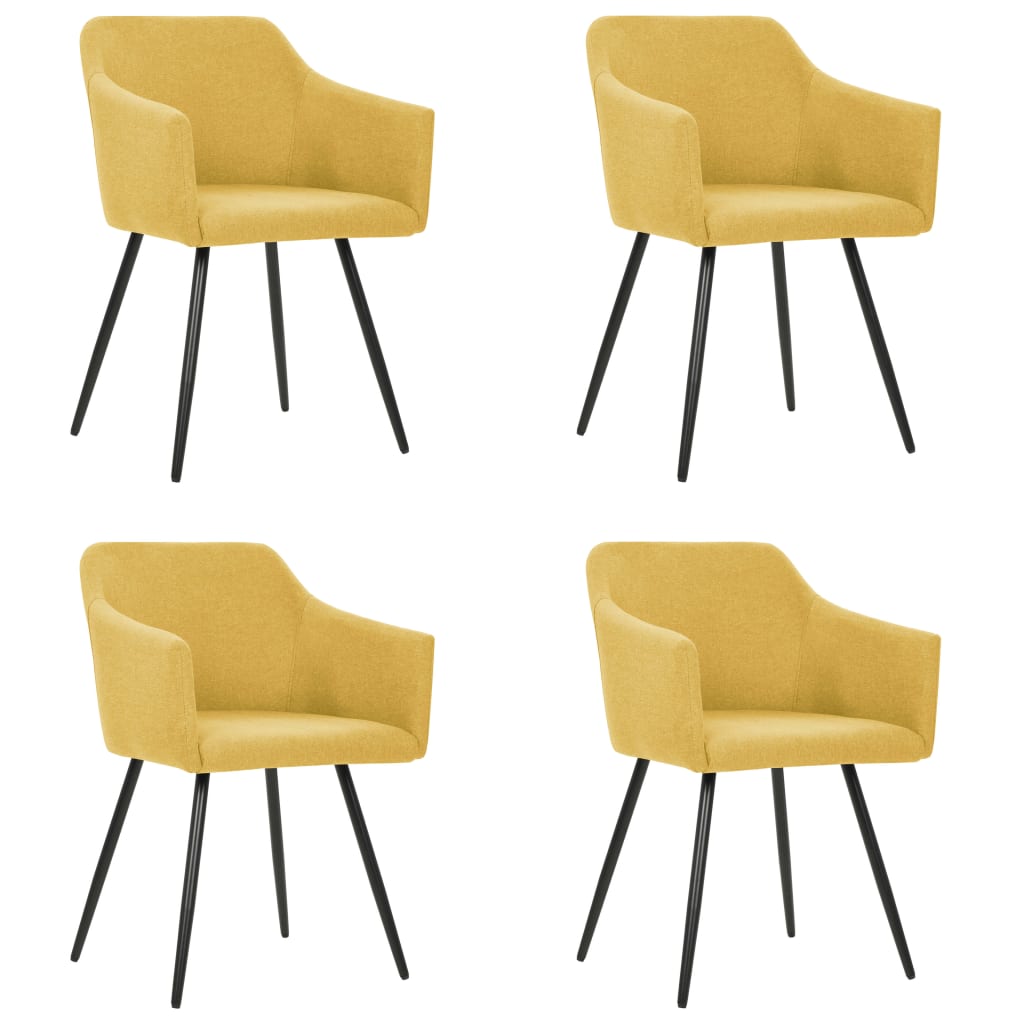 vidaXL Καρέκλες Τραπεζαρίας 4 τεμ. Κίτρινες Υφασμάτινες