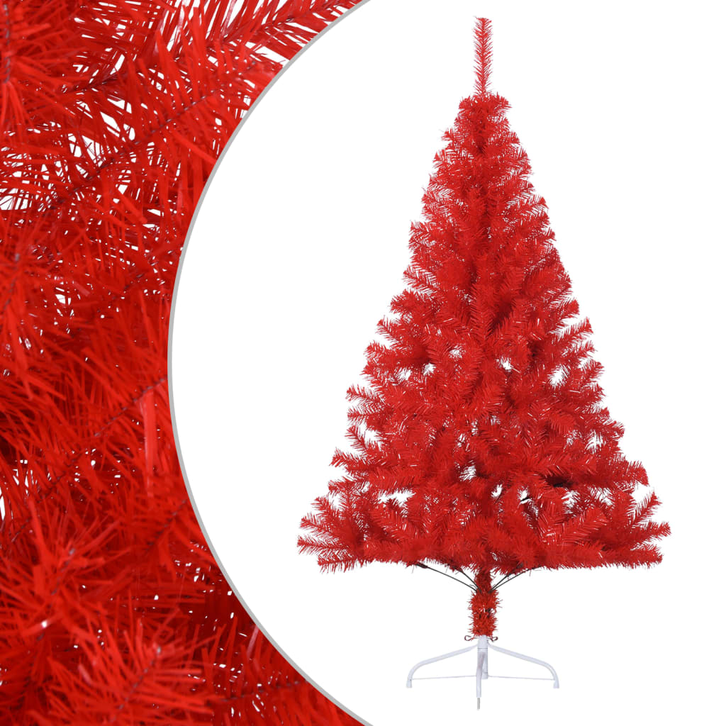 vidaXL Χριστουγεννιάτικο Δέντρο Τεχνητό Μισό & Βάση Κόκκινο 180 εκ PVC