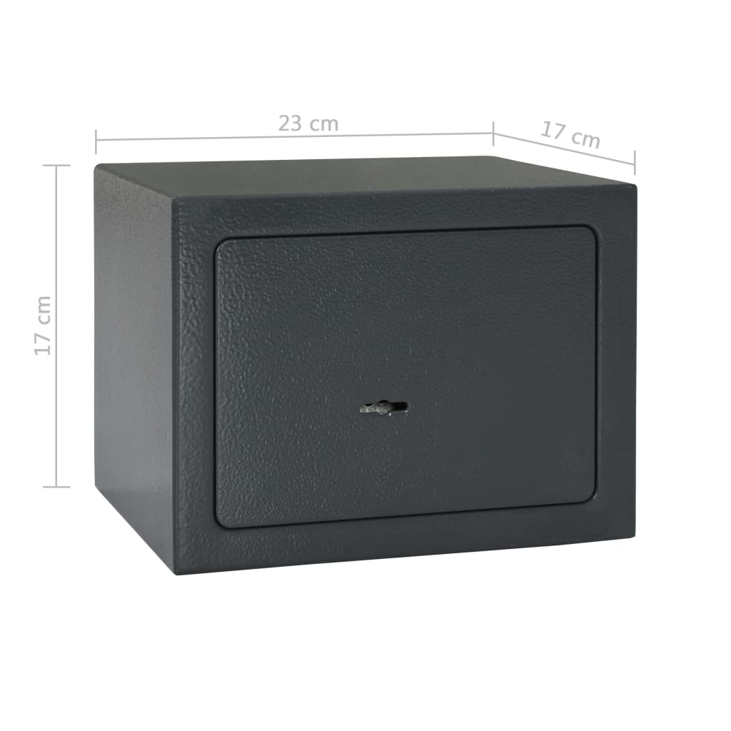 vidaXL Χρηματοκιβώτιο με Κλειδί Σκούρο Γκρι 23 x 17 x 17 εκ. Ατσάλινο