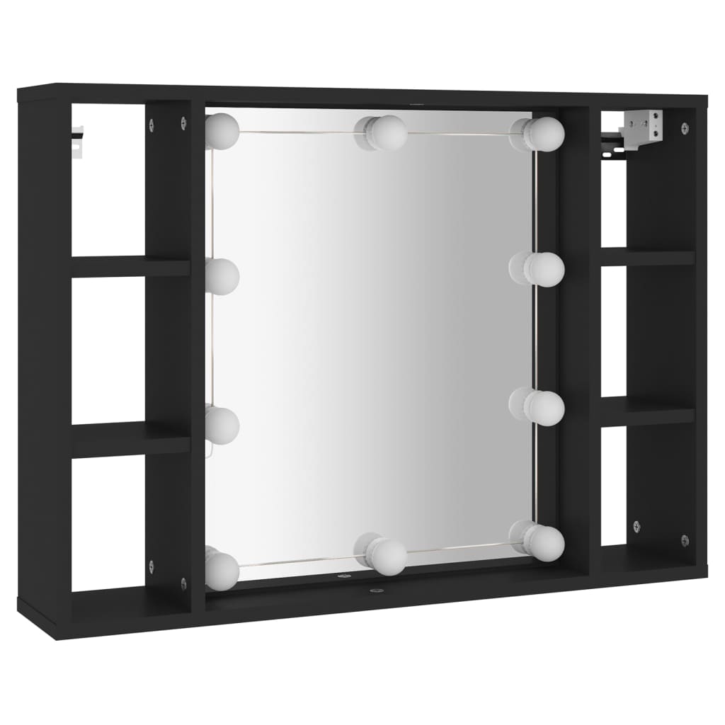 vidaXL Έπιπλο Καθρέπτη με LED Μαύρο 76 x 15 x 55 εκ.