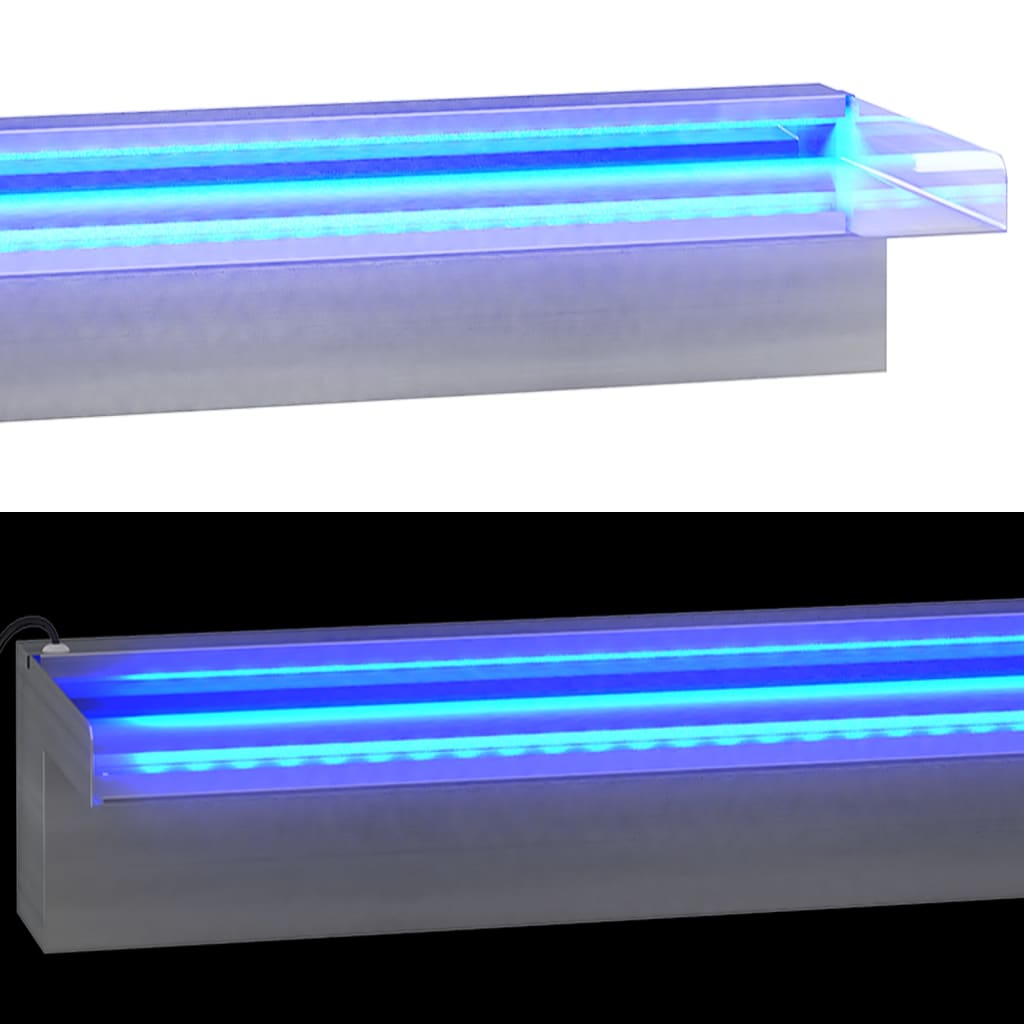 vidaXL Σιντριβάνι Καταρράκτης Πισίνας με RGB LED 90 εκ Ανοξειδ. Ατσάλι
