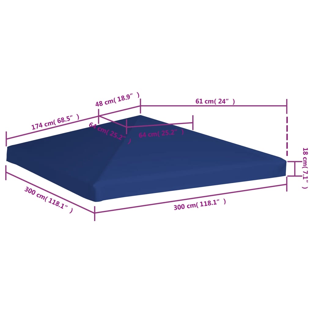 vidaXL Κάλυμμα για Κιόσκι Μπλε 3 x 3 μ. 310 γρ./μ²