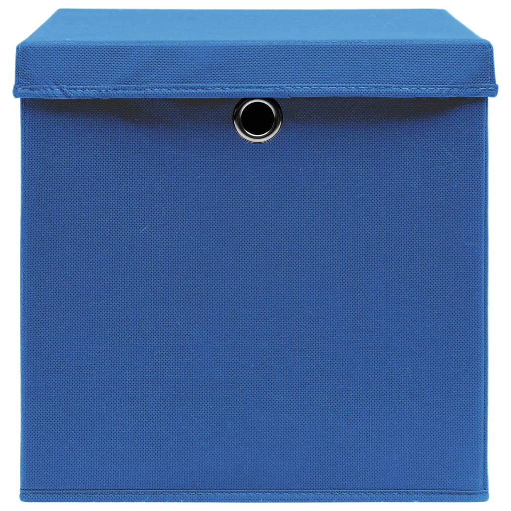 vidaXL Κουτιά Αποθήκευσης με Καπάκια 10 τεμ Μπλε 32x32x32εκ Υφασμάτινα