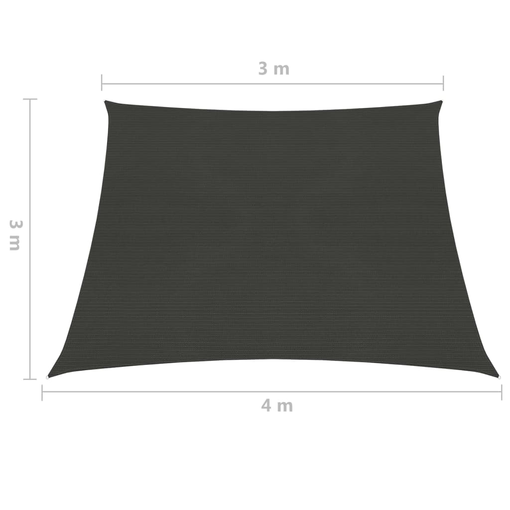 vidaXL Πανί Σκίασης Ανθρακί 3/4 x 3 μ. από HDPE 160 γρ./μ²