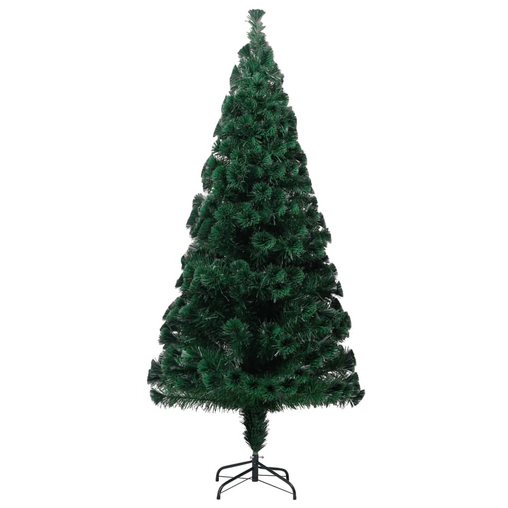 vidaXL Χριστουγεννιάτικο Δέντρο Τεχν & Βάση Πράσινο Οπτικές Ίνες 180εκ