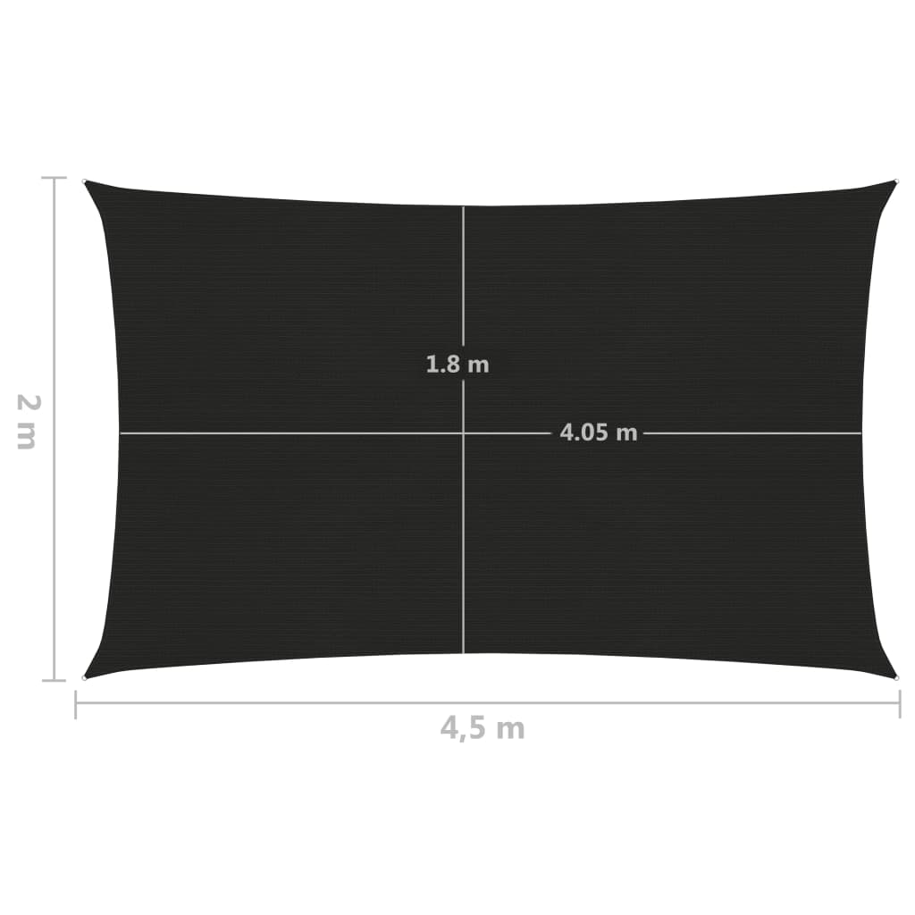 vidaXL Πανί Σκίασης Μαύρο 2 x 4,5 μ. από HDPE 160 γρ./μ²